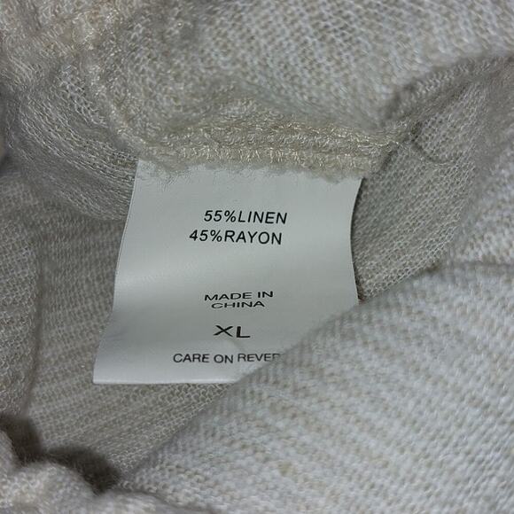 New York & Co Boyfriend drawstring linen pants cream stripes Size xl Resort wear - Picture 13 of 13